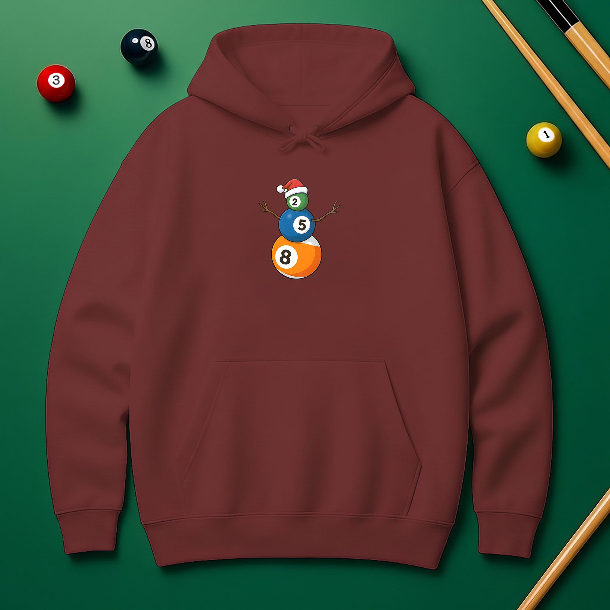 Billiards Snowman & Tree Stack Hoodie
