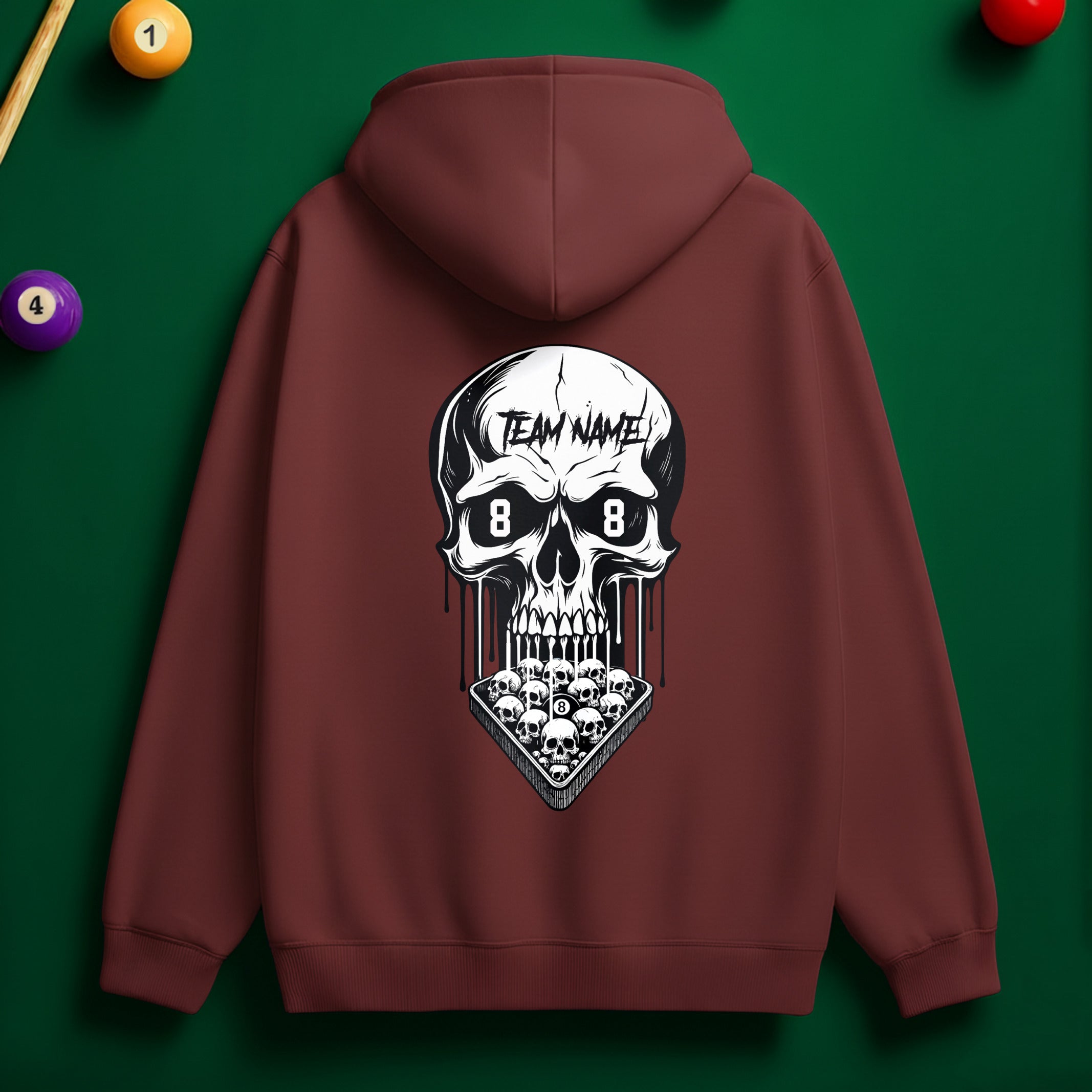 Custom Team Name Skull Billiards Hoodie