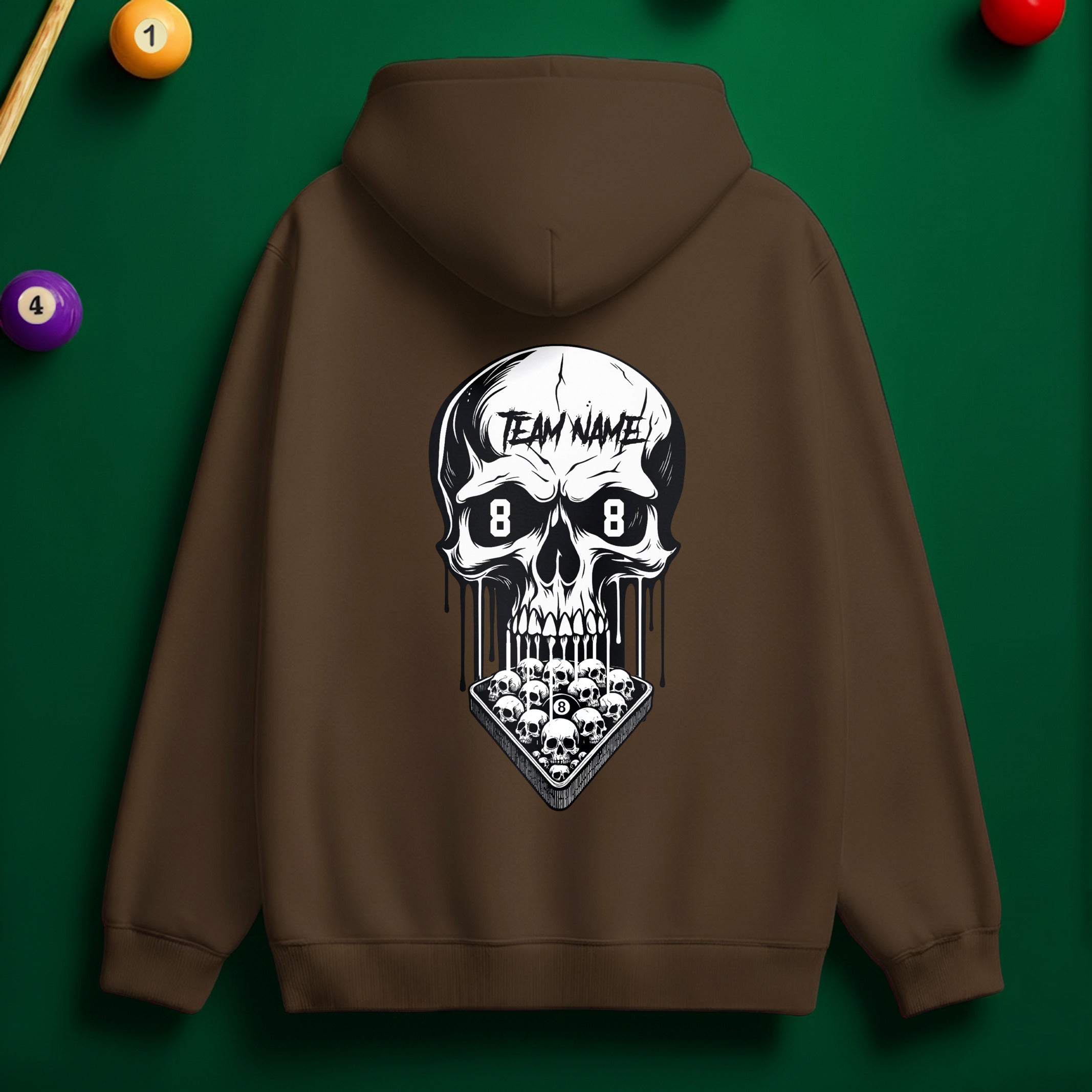 Custom Team Name Skull Billiards Hoodie