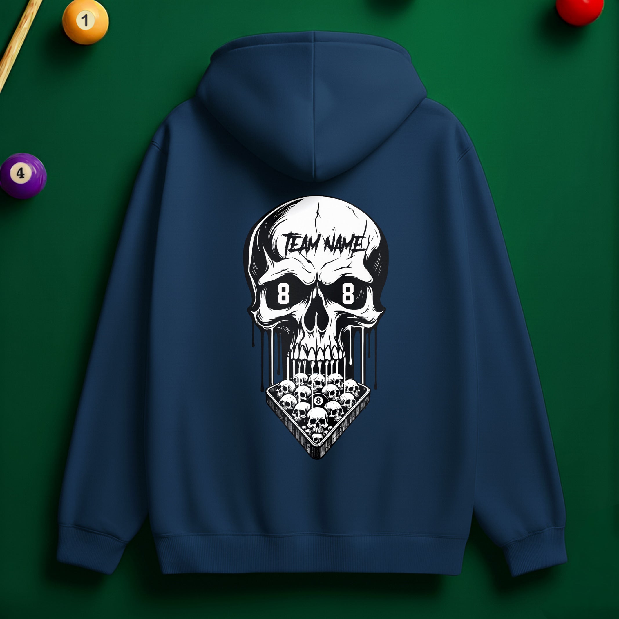 Custom Team Name Skull Billiards Hoodie