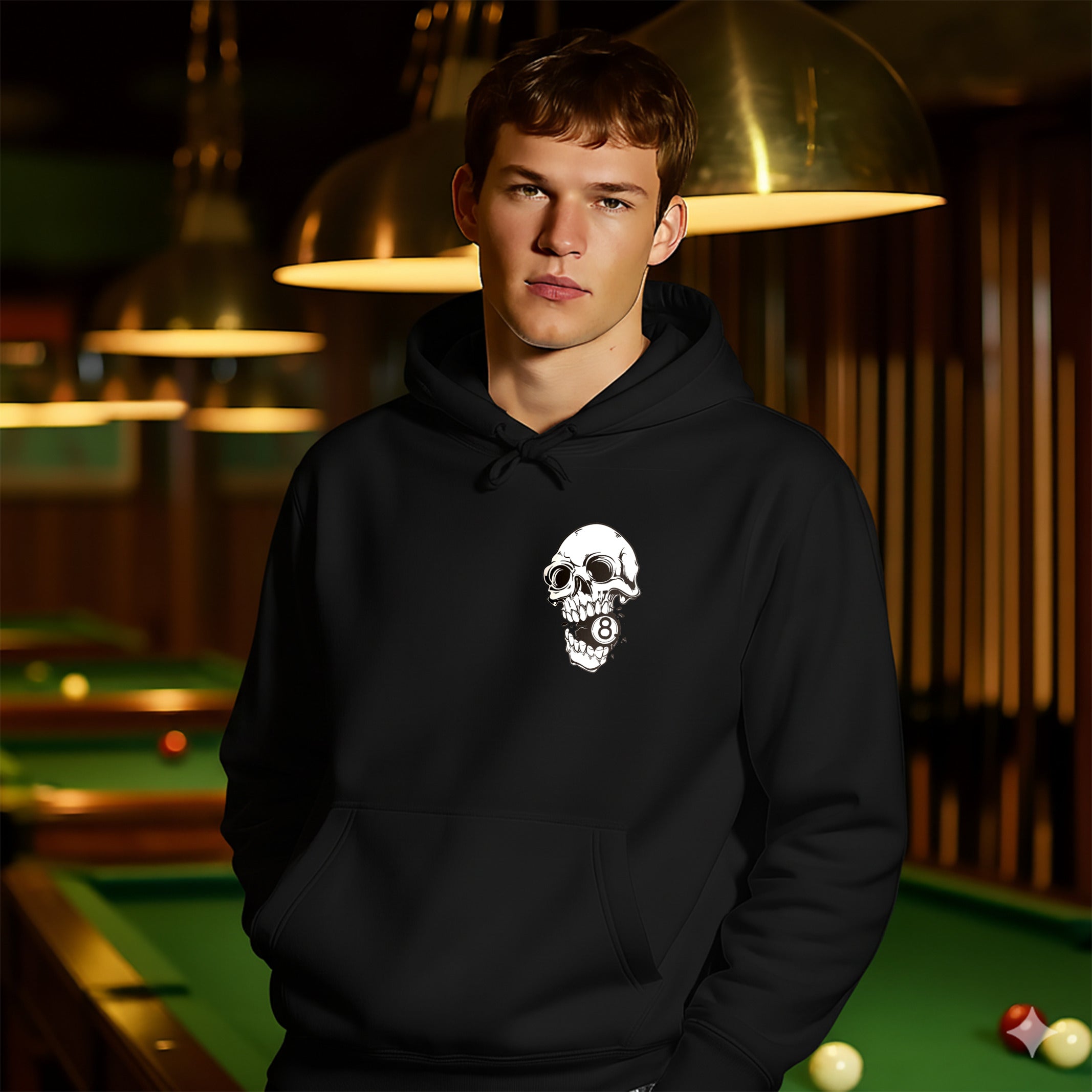 Custom Team Name Skull Billiards Hoodie