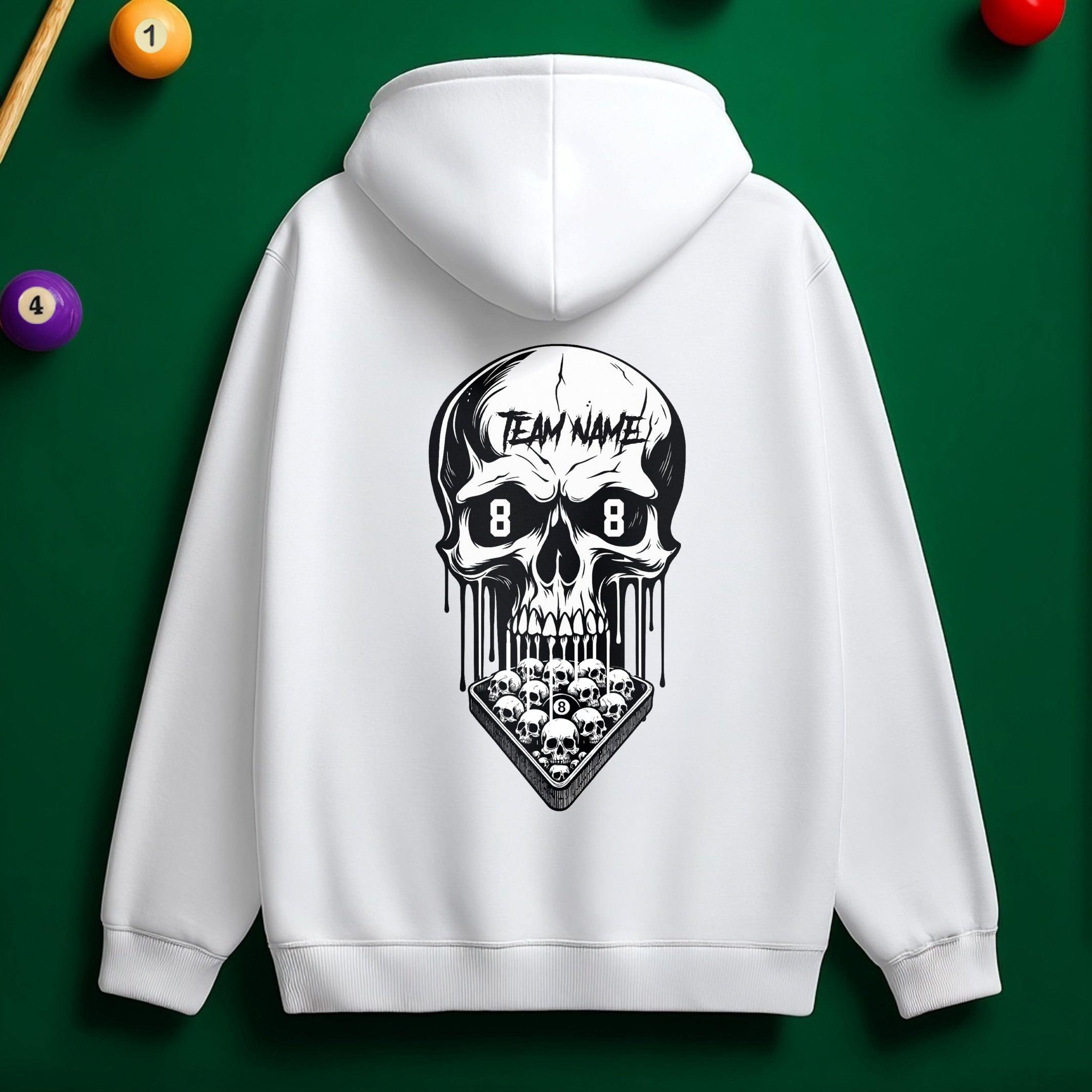Custom Team Name Skull Billiards Hoodie
