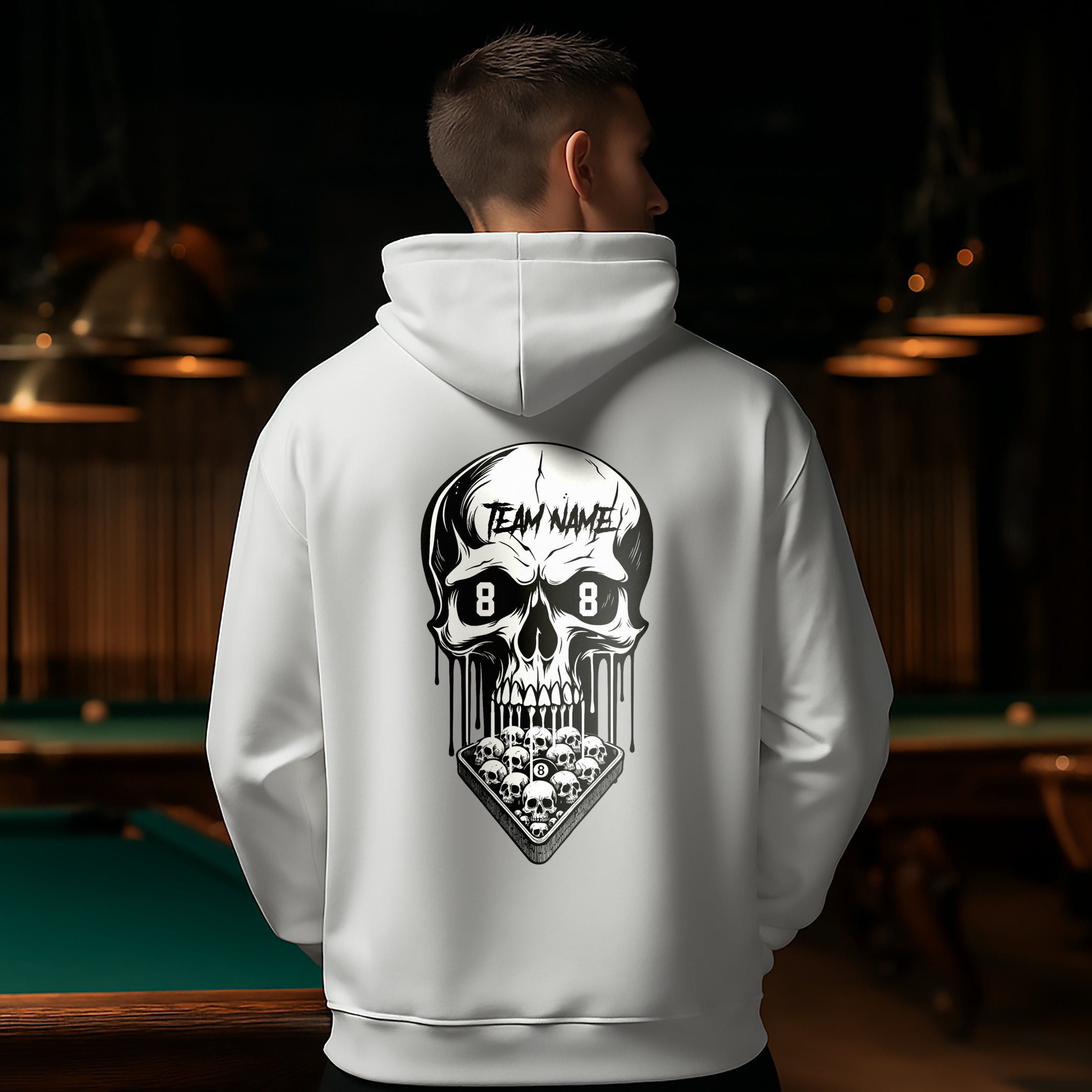 Custom Team Name Skull Billiards Hoodie