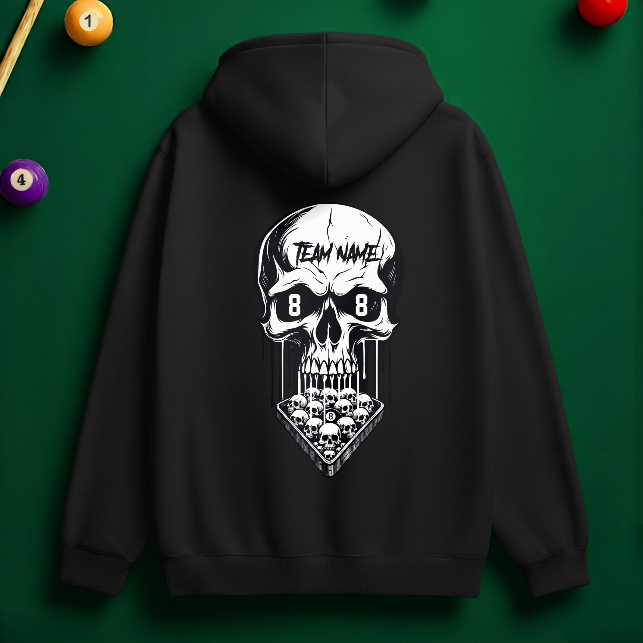 Custom Team Name Skull Billiards Hoodie
