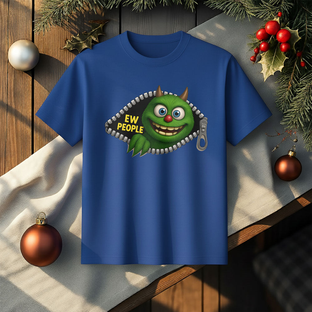 Funny EW PEOPLE Zipper Face Tee