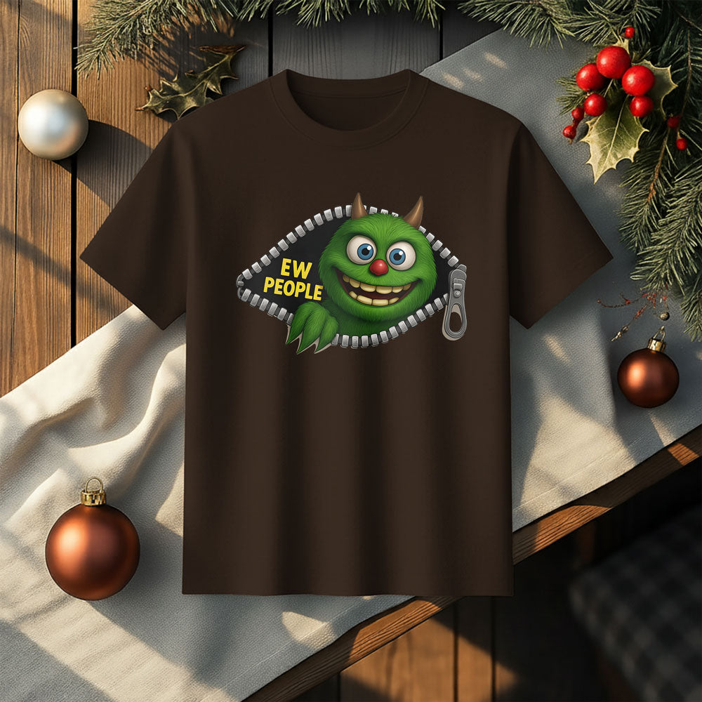 Funny EW PEOPLE Zipper Face Tee