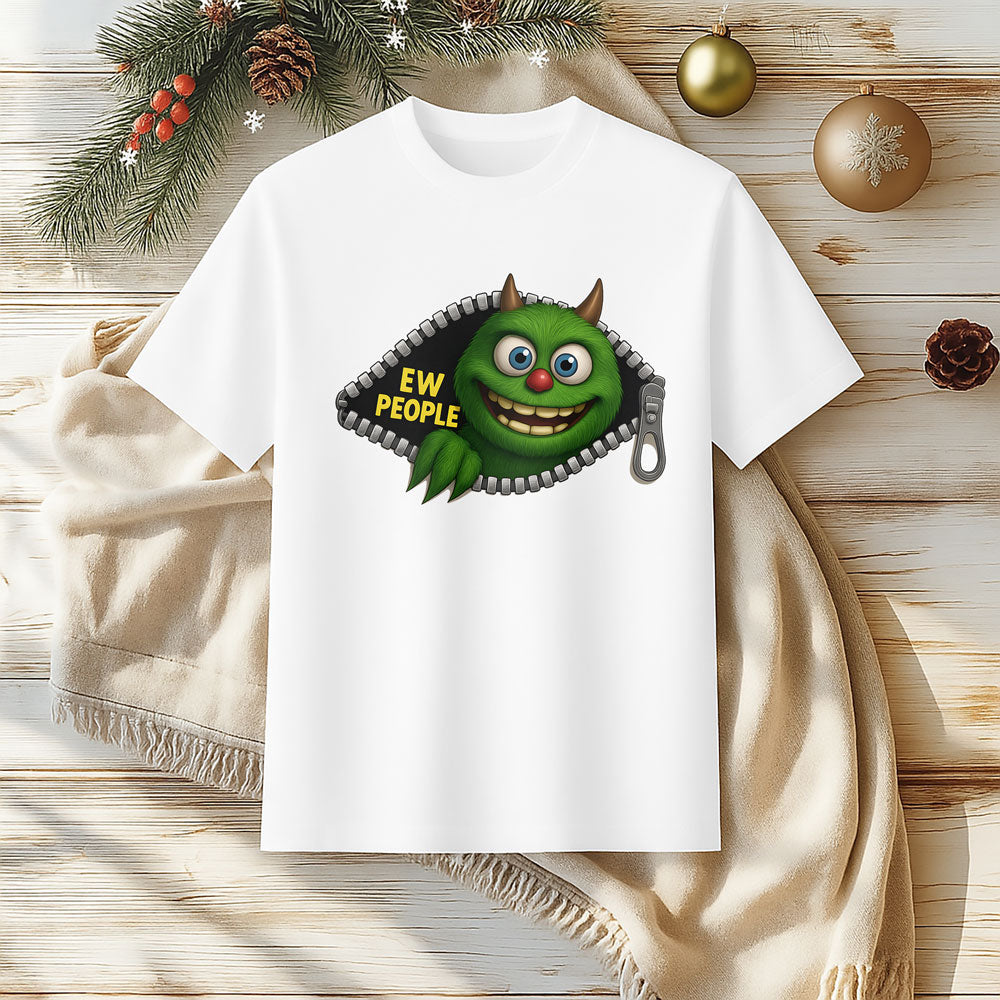 Funny EW PEOPLE Zipper Face Tee