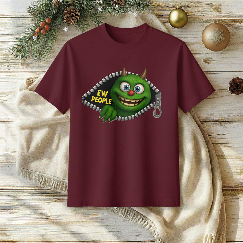 Funny EW PEOPLE Zipper Face Tee