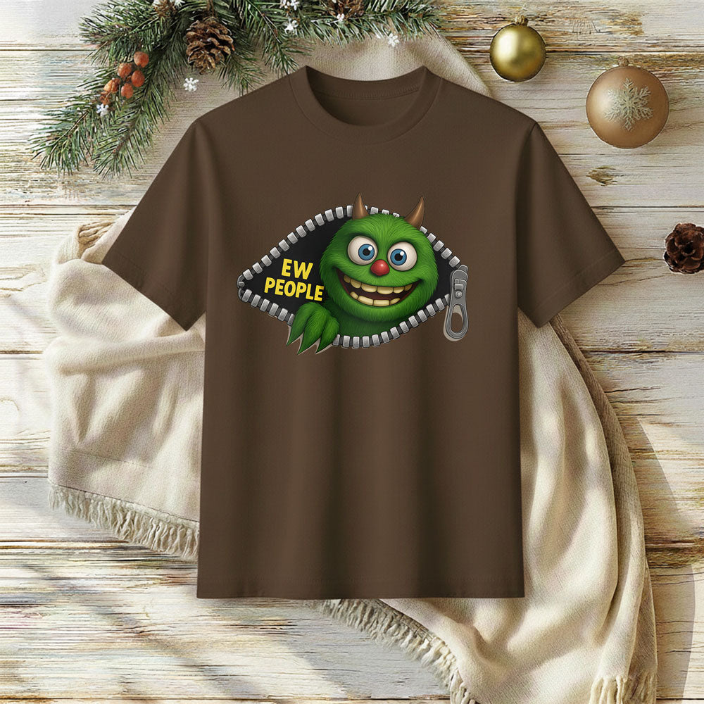 Funny EW PEOPLE Zipper Face Tee