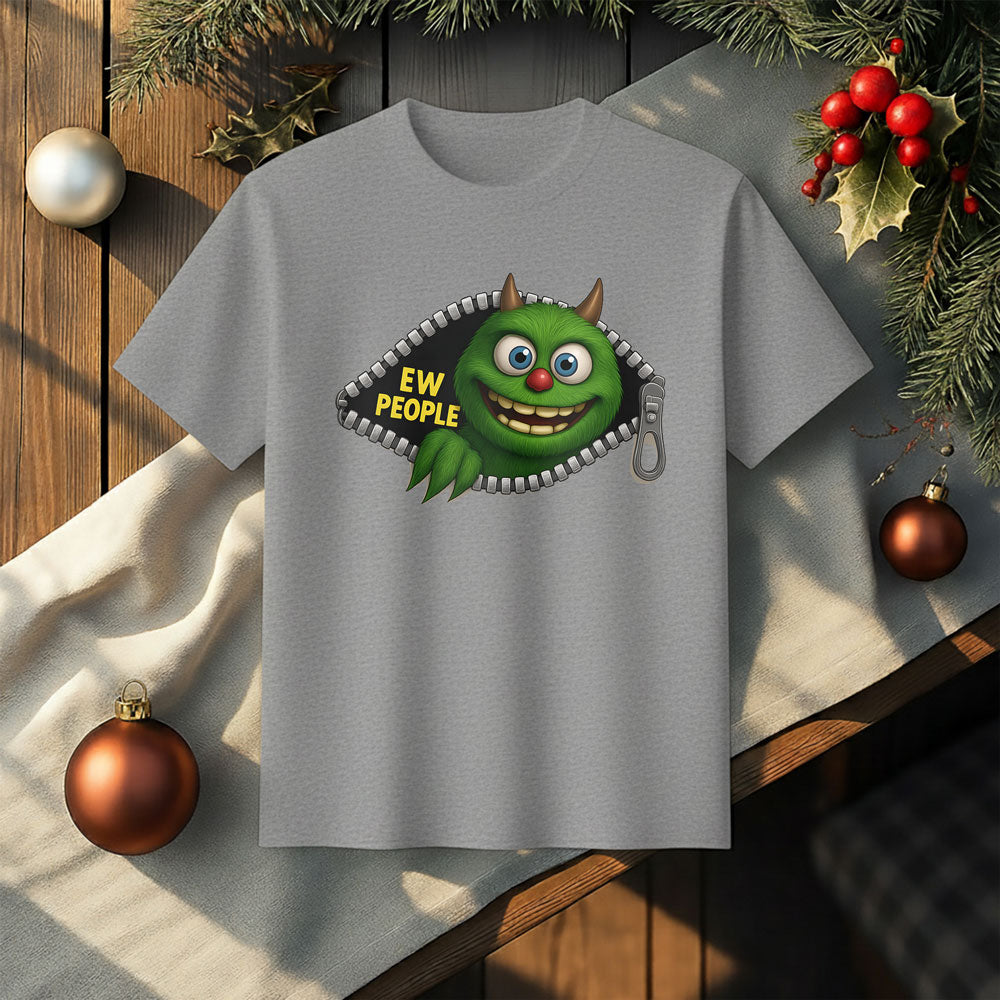 Funny EW PEOPLE Zipper Face Tee