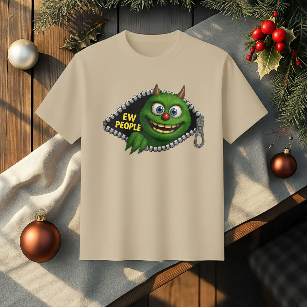 Funny EW PEOPLE Zipper Face Tee