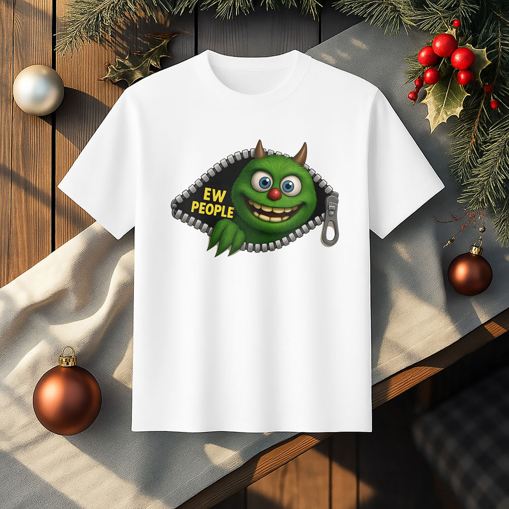 Funny EW PEOPLE Zipper Face Tee