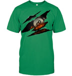 8 Ball Fire Scar Billiards Shirt Vintage Pool Player Tee