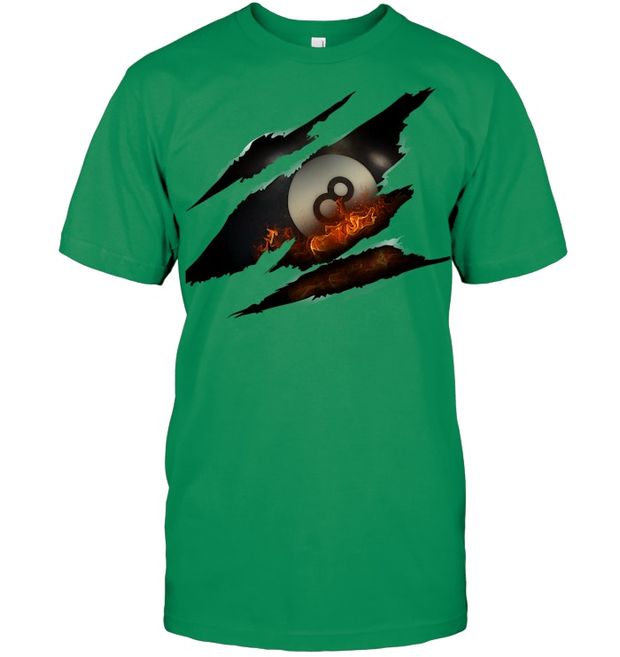 8 Ball Fire Scar Billiards Shirt Vintage Pool Player Tee