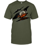 8 Ball Fire Scar Billiards Shirt Vintage Pool Player Tee