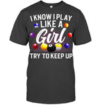Funny Billiards Design For Women Girls Pool Billiard Player T Shirt