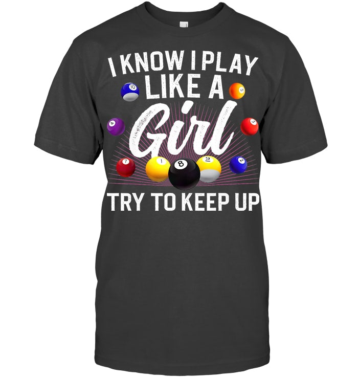 Funny Billiards Design For Women Girls Pool Billiard Player T Shirt