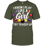 Funny Billiards Design For Women Girls Pool Billiard Player T Shirt