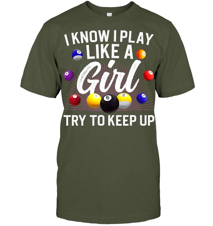 Funny Billiards Design For Women Girls Pool Billiard Player T Shirt