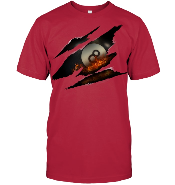 8 Ball Fire Scar Billiards Shirt Vintage Pool Player Tee