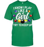 Funny Billiards Design For Women Girls Pool Billiard Player T Shirt