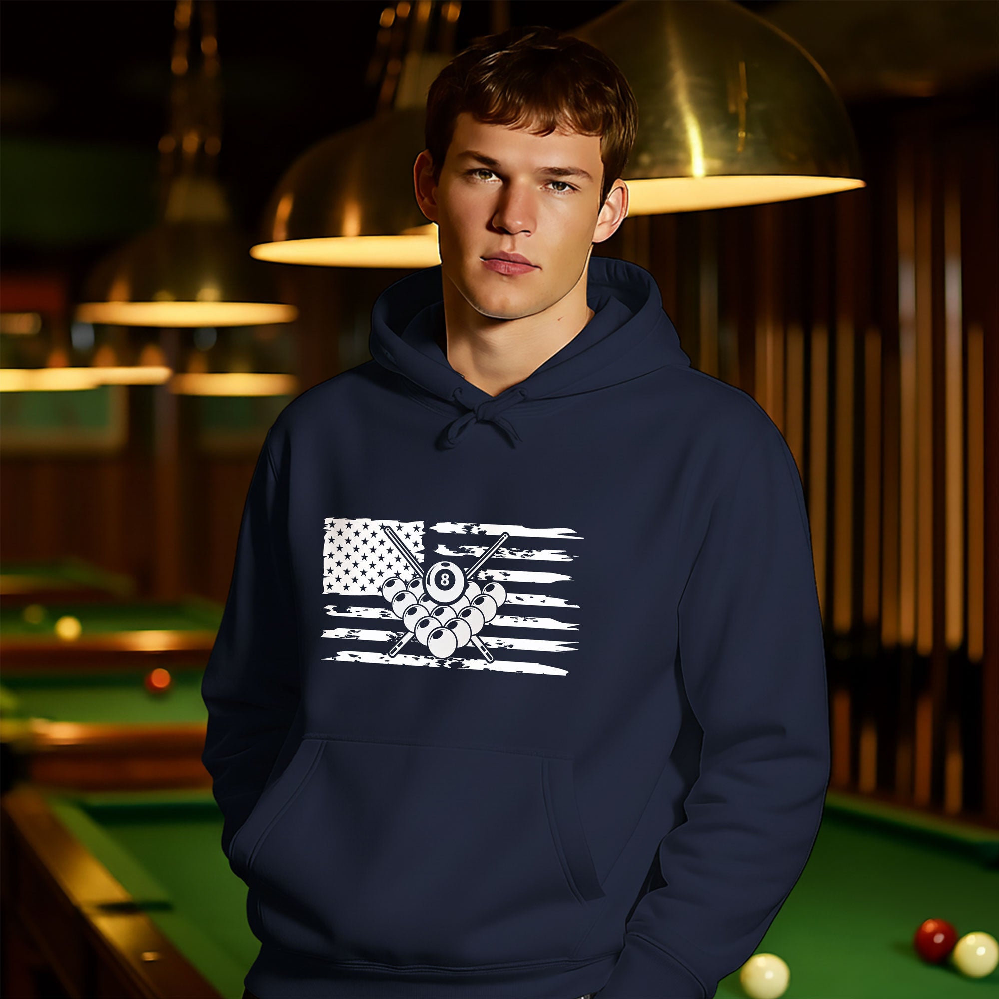 Billiards & USA Flag Hoodie