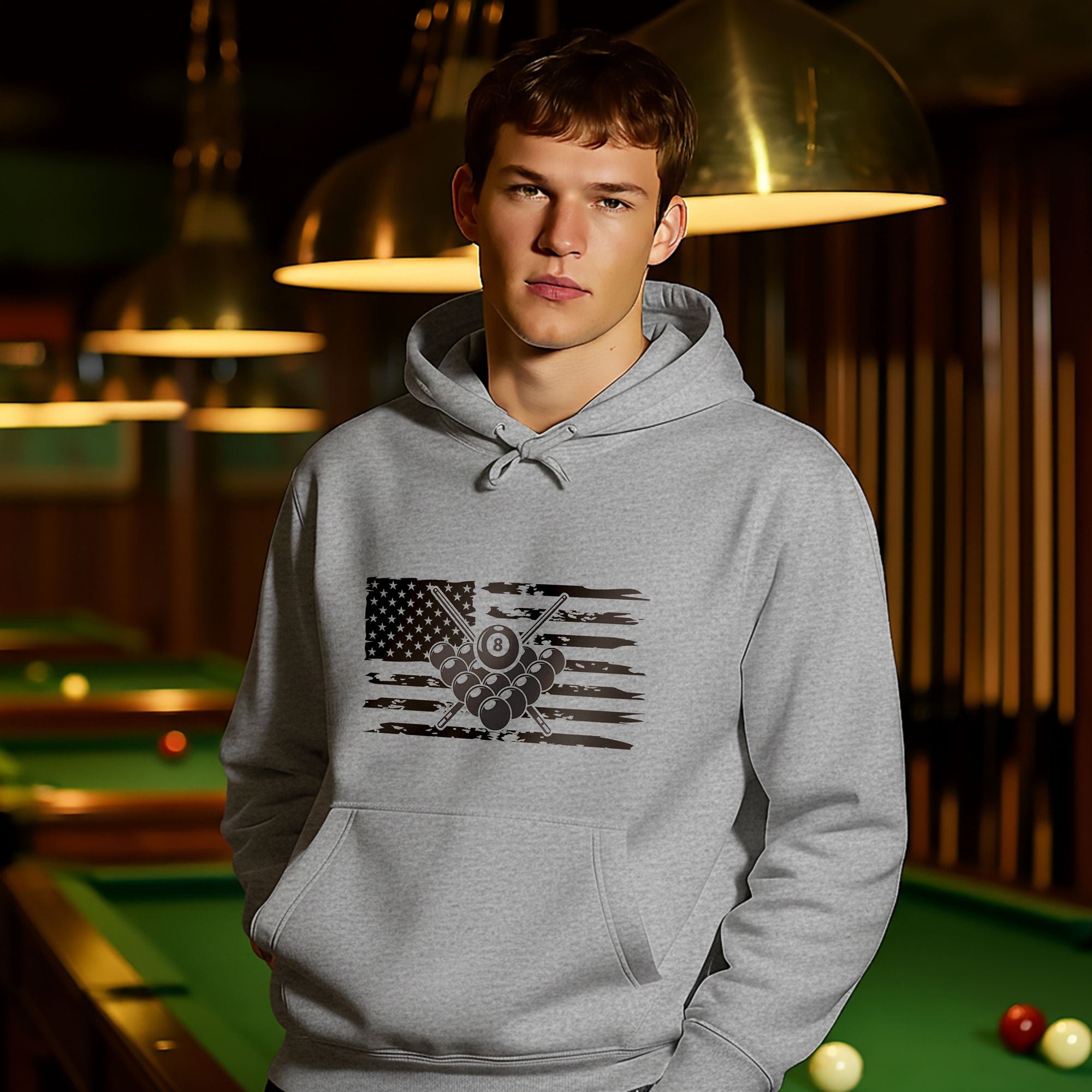 Billiards & USA Flag Hoodie