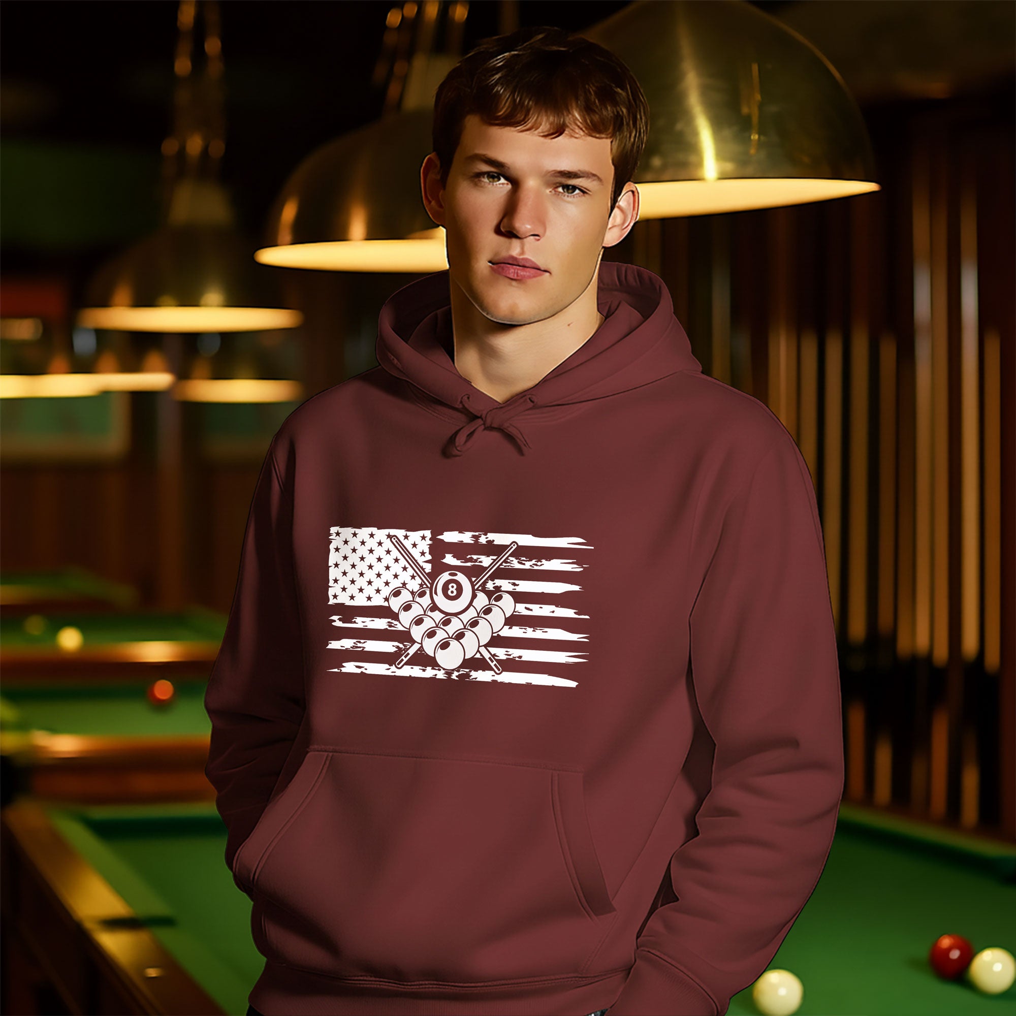 Billiards & USA Flag Hoodie