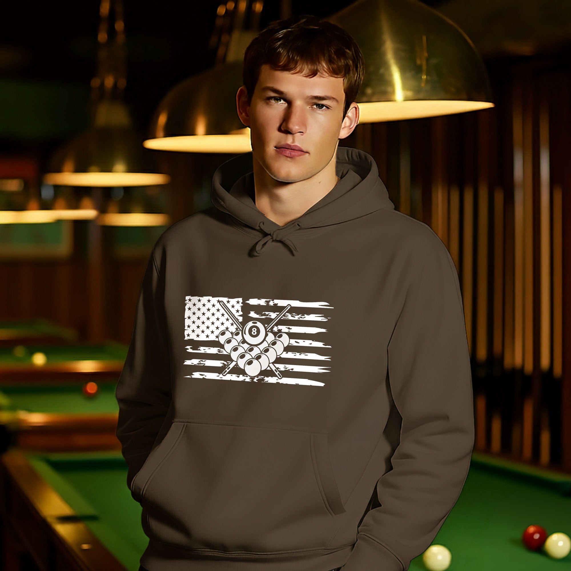 Billiards & USA Flag Hoodie