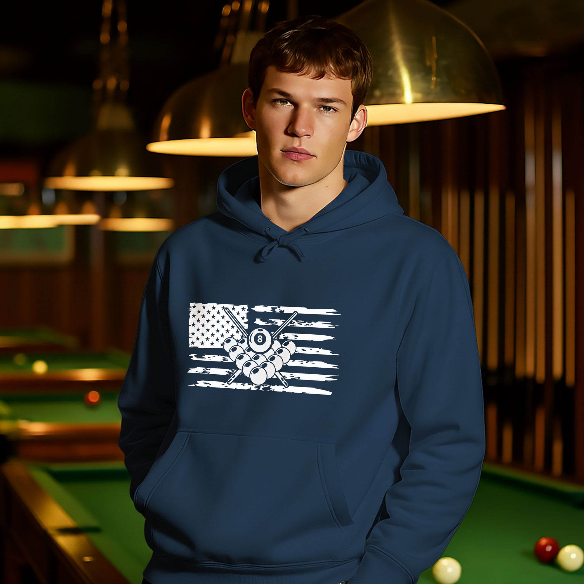 Billiards & USA Flag Hoodie