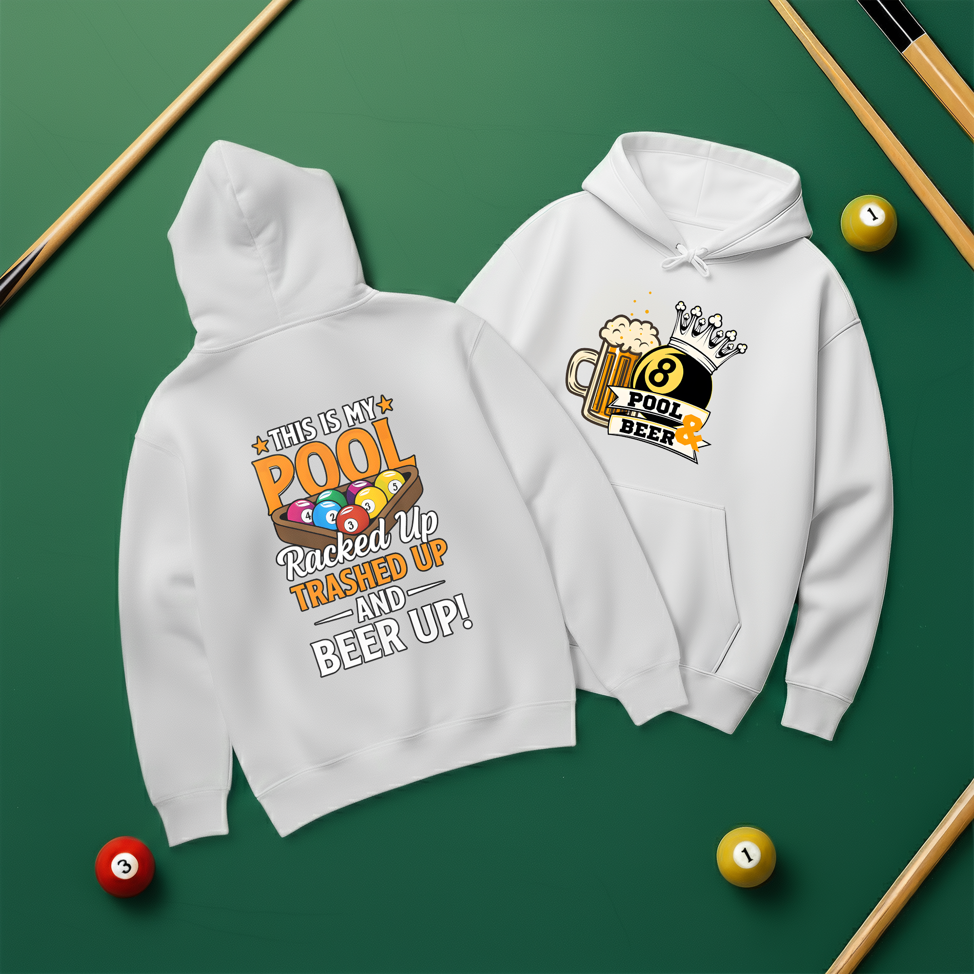 Pool & Beer Hoodie – Funny Billiards Sweatshirt for Pool Players