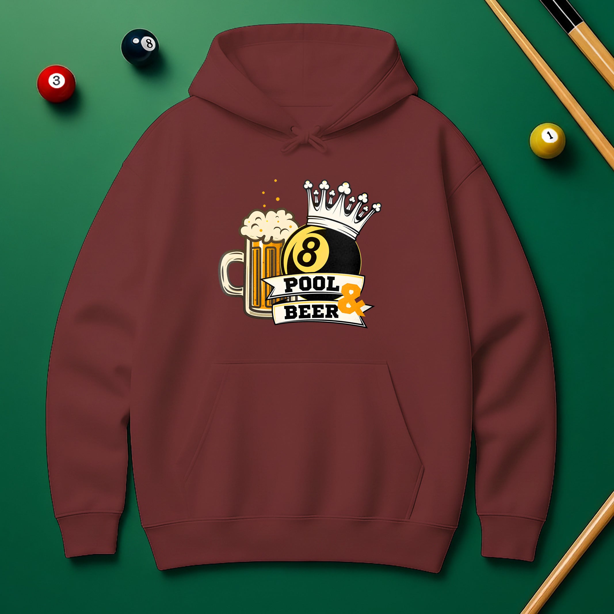 Pool & Beer Hoodie – Funny Billiards Sweatshirt for Pool Players