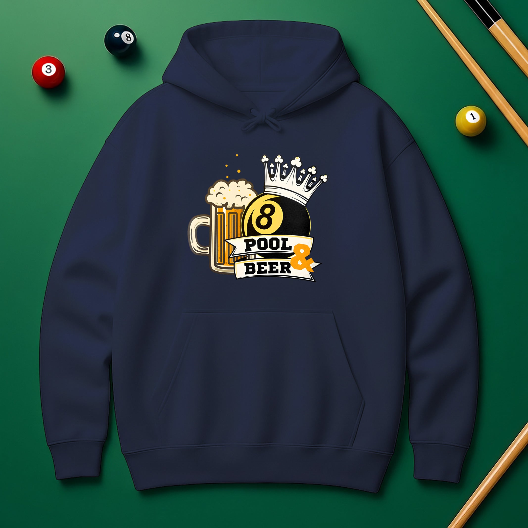 Pool & Beer Hoodie – Funny Billiards Sweatshirt for Pool Players